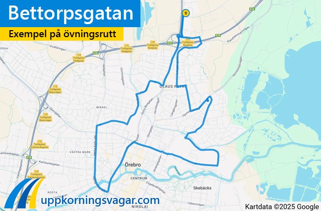 Bettorpsgatan uppkörningsrutter i Bettorpsgatan