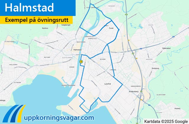 Halmstad uppkörningsrutter i Halmstad