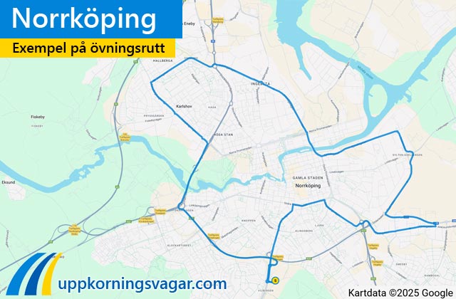 Norrköping uppkörningsrutter i Norrköping
