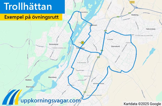 Trollhättan uppkörningsrutter i Trollhättan