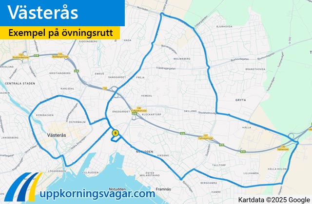 Västerås uppkörningsrutter i Västerås